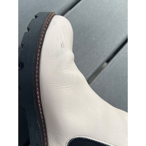 Anthropologie Dale Chelsea Women White Leather Platform Ankle Boots Size 40(9.5) - Picture 8 of 13